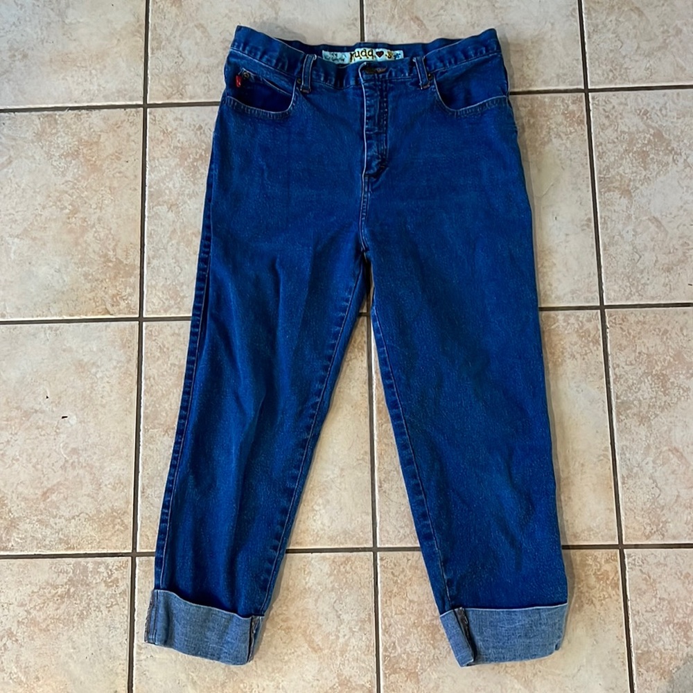 Vintage 90s Y2K Mudd High Rise Cuffed Pedal Pusher Jean Pants, Sz 13